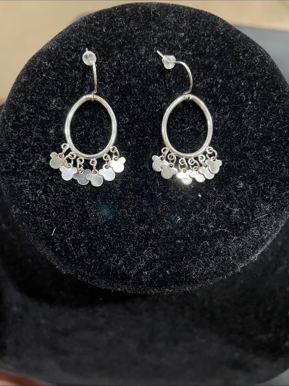 Disney Silver Tone Mickey Mouse Heads Dangle Earrings